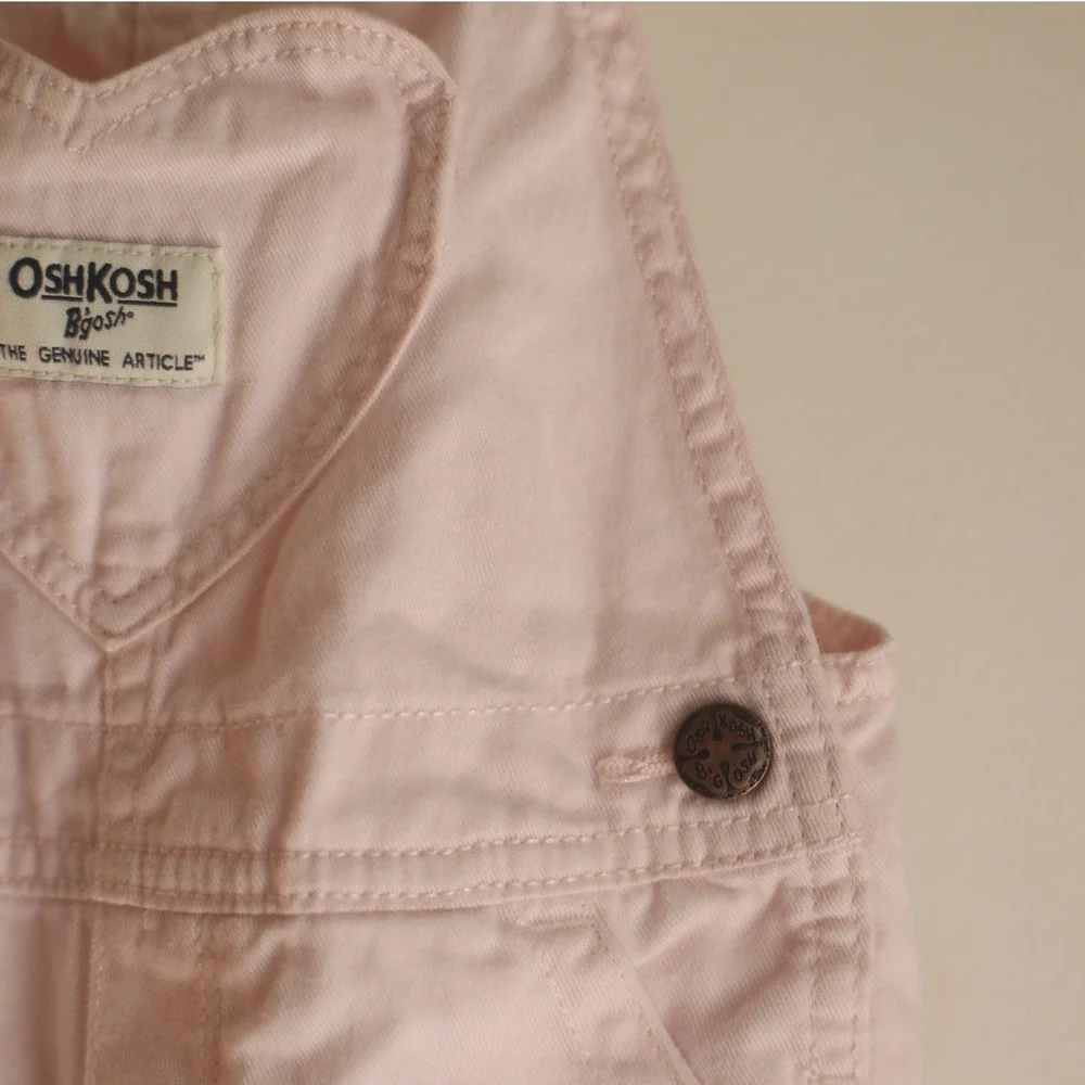 OshKosh Bgosh Kids Pink Denim Heart Pocket Vestbak Overalls Pants